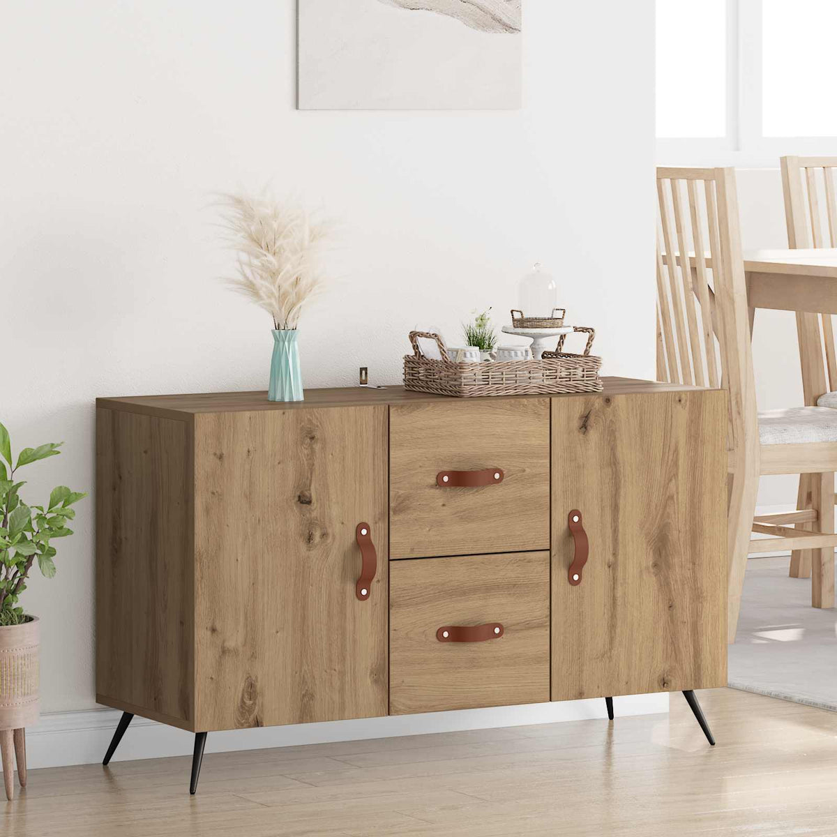 Dressoir Artisan Eiken 100 x 36 x 60 cm Bewerkt hout is nu te koop bij PeponiXL, paradijselijk wonen!