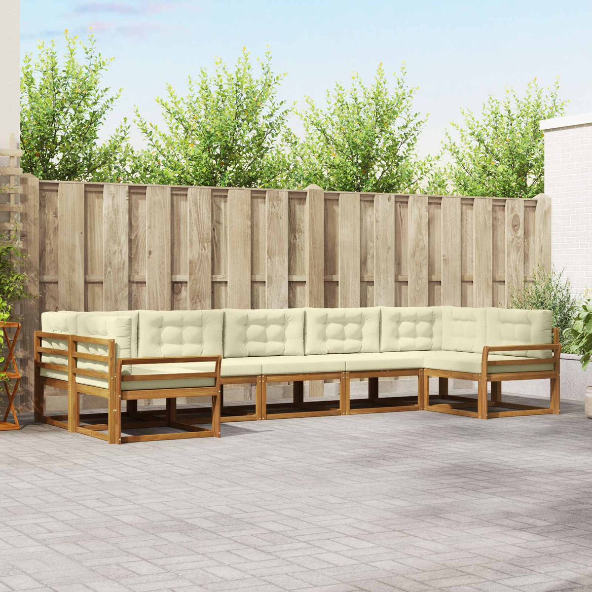 Buiten bankenset met kussen 7 pcs Natuurlijk en Crème is nu te koop bij PeponiXL, paradijselijk wonen!