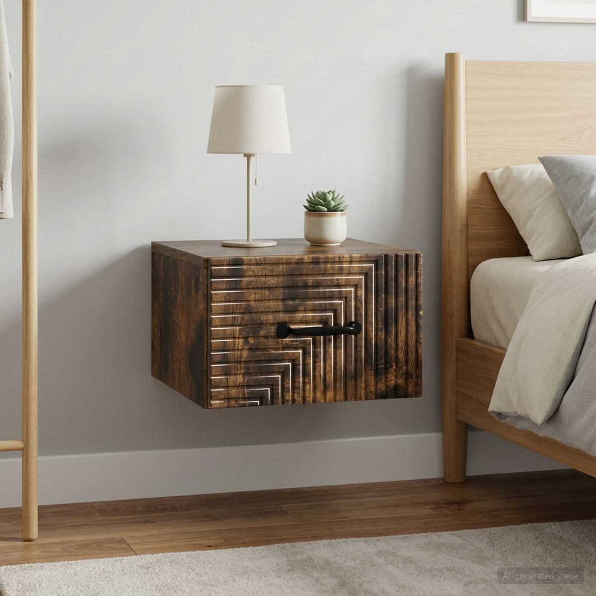 Wandbeugel Bedkast 2 pcs Gerookt eiken 34,5 x 33 x 20 cm is nu te koop bij PeponiXL, paradijselijk wonen!