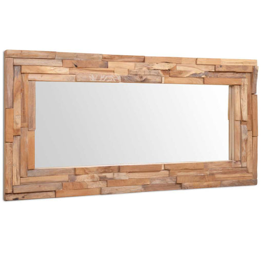 Decoratieve spiegel rechthoekig 120x60 cm teakhout is nu te koop bij PeponiXL, paradijselijk wonen!