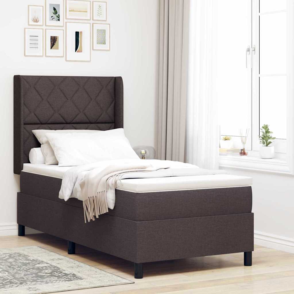 LED Box Spring Bed met matras Donkerbruin 100 x 200 cm Stof is nu te koop bij PeponiXL, paradijselijk wonen!