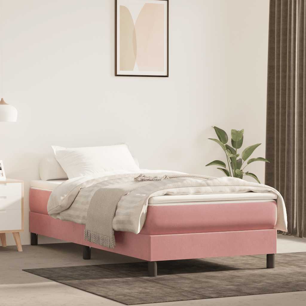 Pocketveringmatras medium 100x210x20 cm fluweel roze is nu te koop bij PeponiXL, paradijselijk wonen!