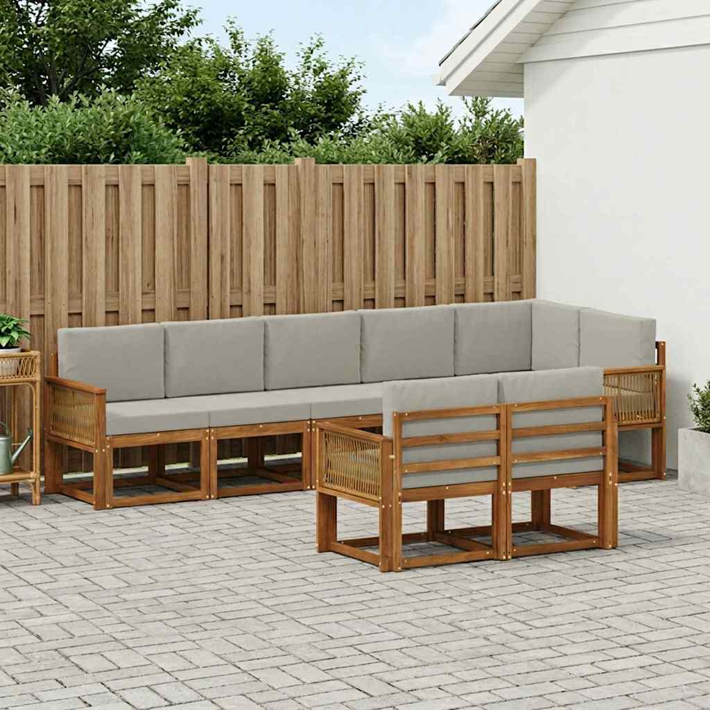 Buiten bankenset 8 pcs Naturel en lichtgrijs Polyester is nu te koop bij PeponiXL, paradijselijk wonen!