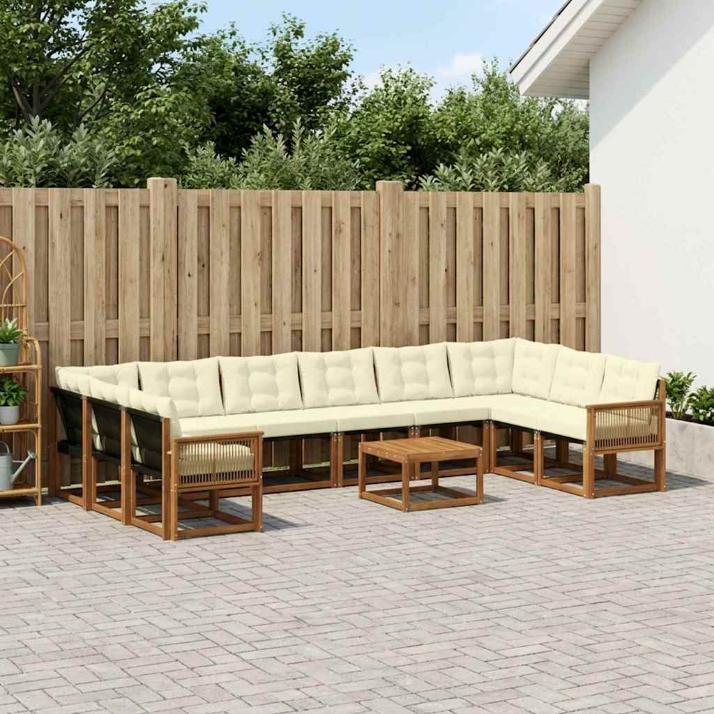 Buiten bankenset met kussen 11 pcs Natuurlijk en Crème is nu te koop bij PeponiXL, paradijselijk wonen!