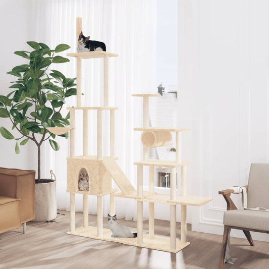 Kattenmeubel met sisal krabpalen 279 cm crèmekleurig is nu te koop bij PeponiXL, paradijselijk wonen!