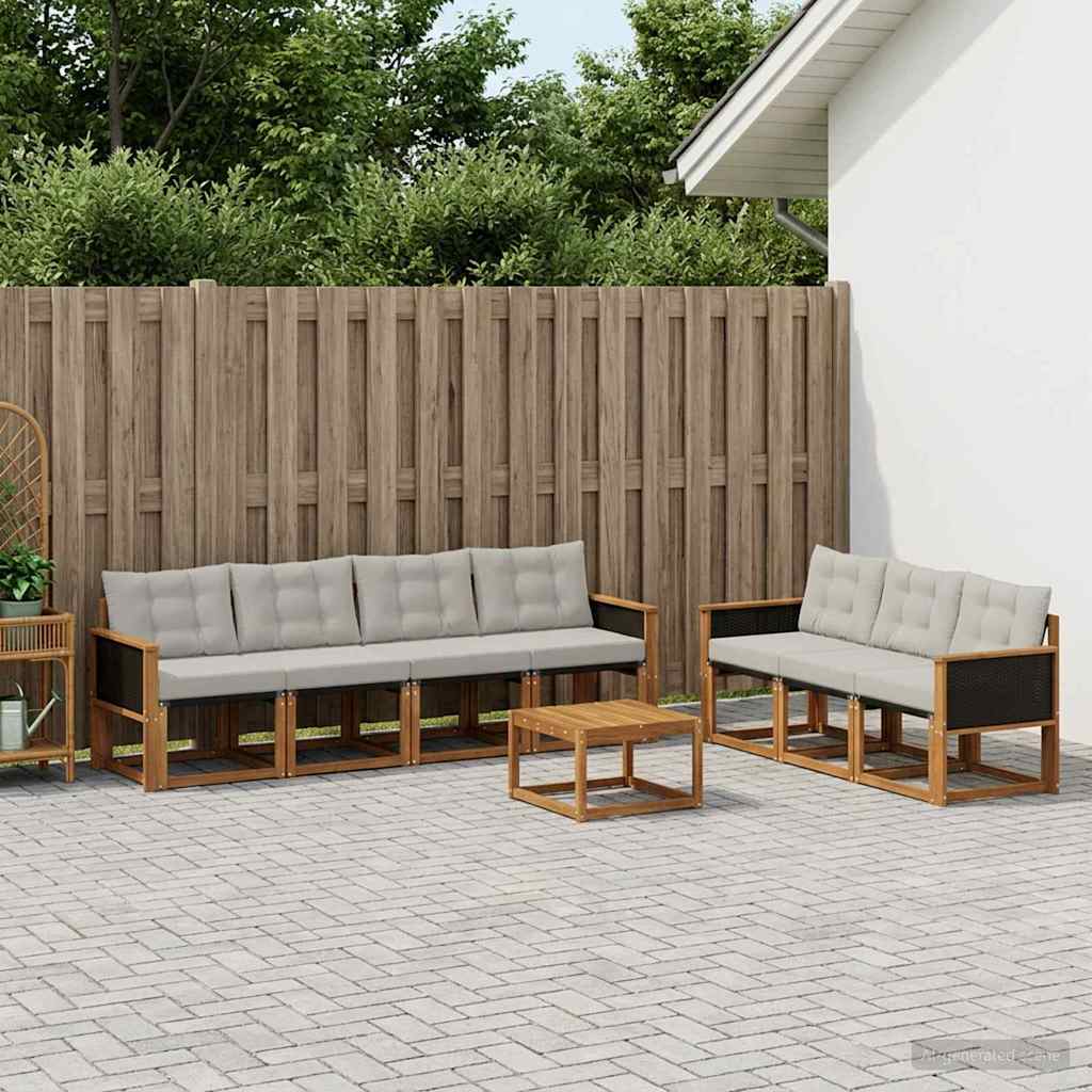 Buiten bankenset met kussen 8 pcs Naturel en lichtgrijs is nu te koop bij PeponiXL, paradijselijk wonen!
