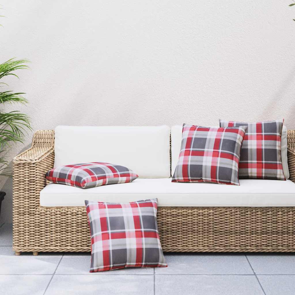 Bankkussens 4 stuks Rood Geruit Patroon 60x60 cm Stof is nu te koop bij PeponiXL, paradijselijk wonen!