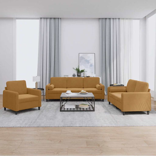 3-delige Loungeset met kussens fluweel bruin is nu te koop bij PeponiXL, paradijselijk wonen!