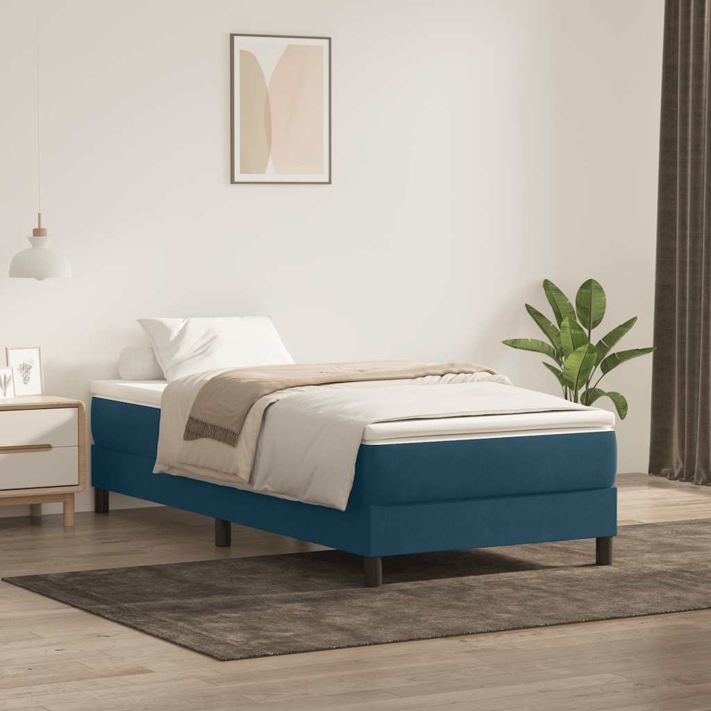 Boxspring met matras fluweel donkerblauw 80x220 cm is nu te koop bij PeponiXL, paradijselijk wonen!