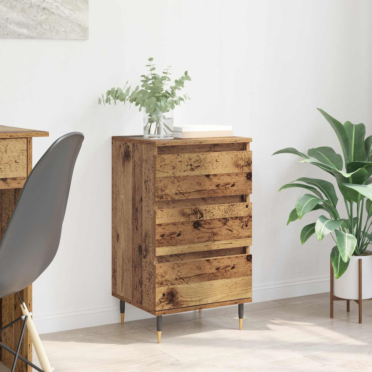 Dressoir met lade Oud hout 35 x 40 x 70 cm Bewerkt hout is nu te koop bij PeponiXL, paradijselijk wonen!