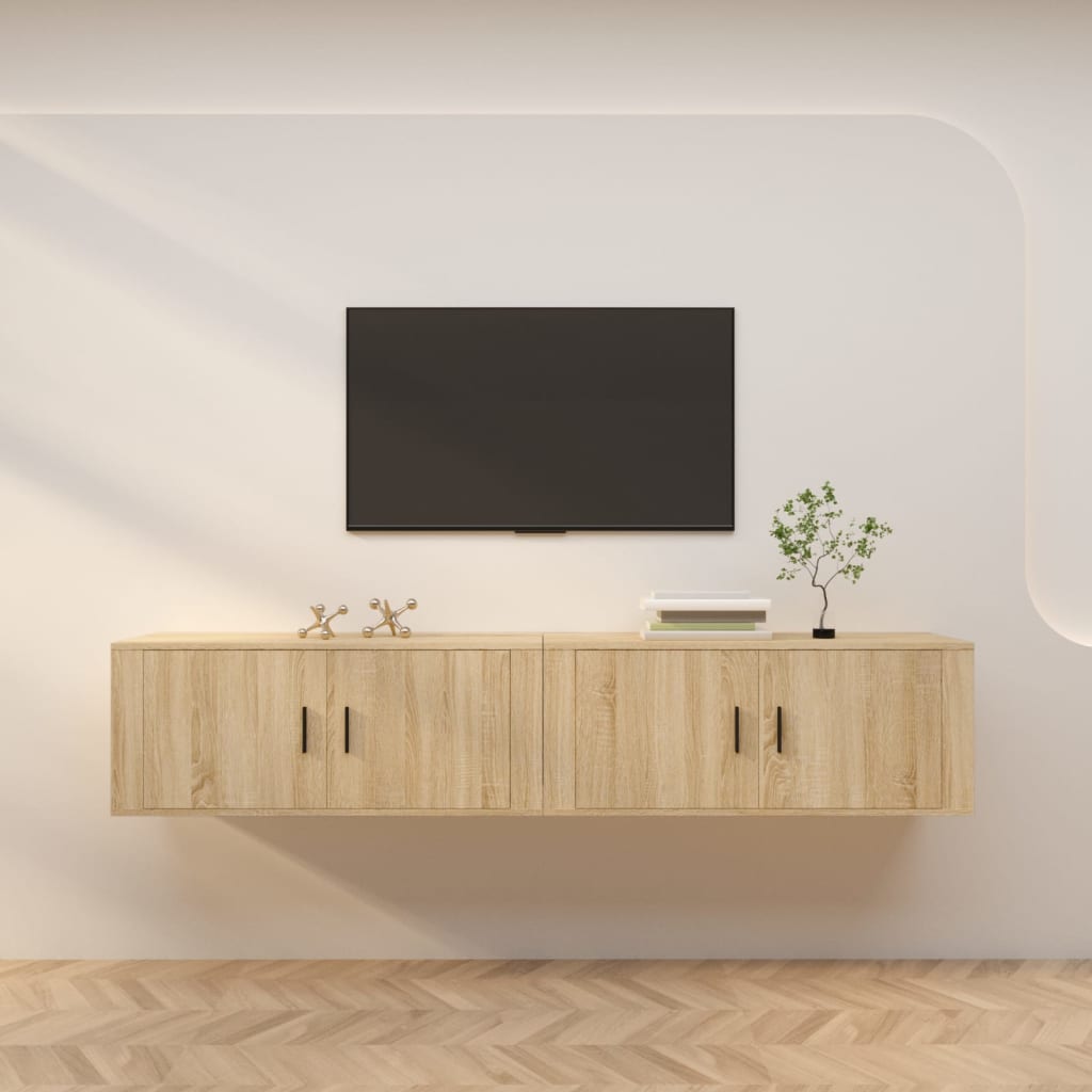 Tv-wandmeubels 2 st 100x34,5x40 cm sonoma eikenkleurig is nu te koop bij PeponiXL, paradijselijk wonen!
