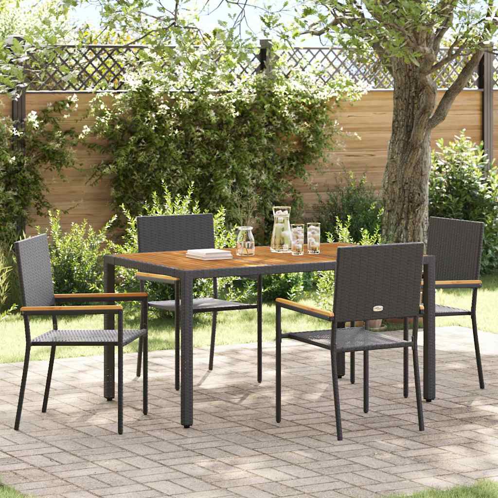 Tuinstapelstoelen 4 pcs Zwart en Bruin 54 x 56 x 90 cm is nu te koop bij PeponiXL, paradijselijk wonen!