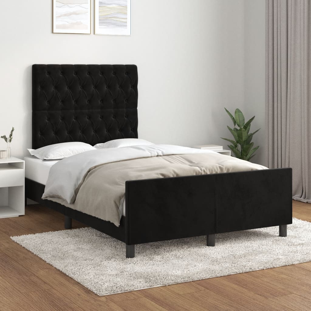 Bedframe zonder matras 120x190 cm fluweel zwart is nu te koop bij PeponiXL, paradijselijk wonen!