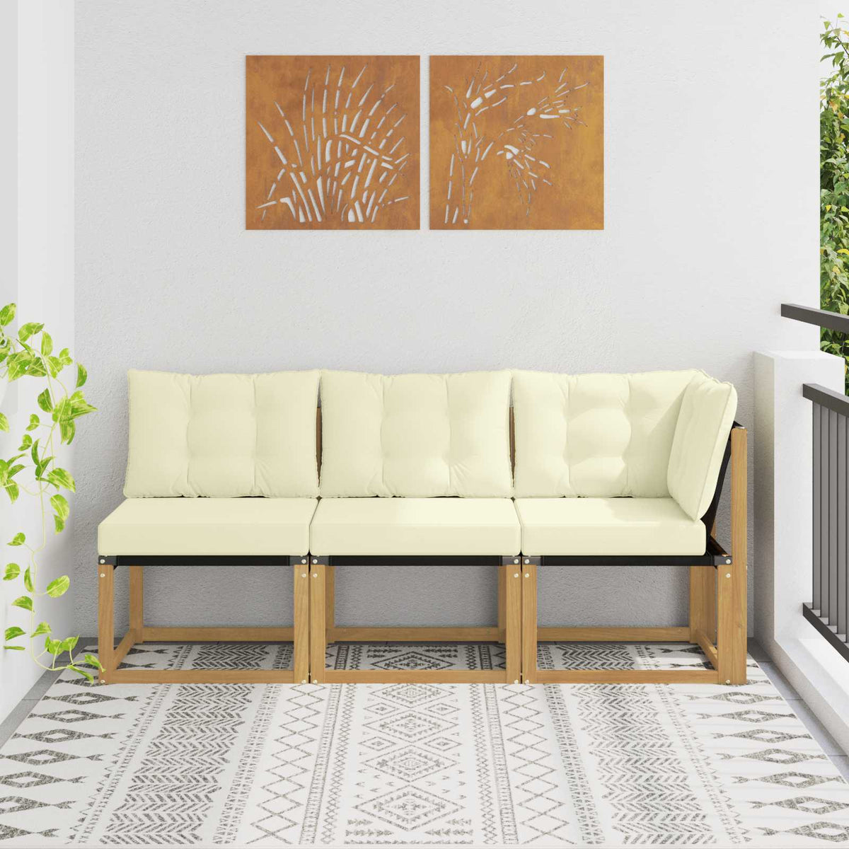 Outdoor Midden- en Hoeksalon met kussen 3 Stuk Wit is nu te koop bij PeponiXL, paradijselijk wonen!