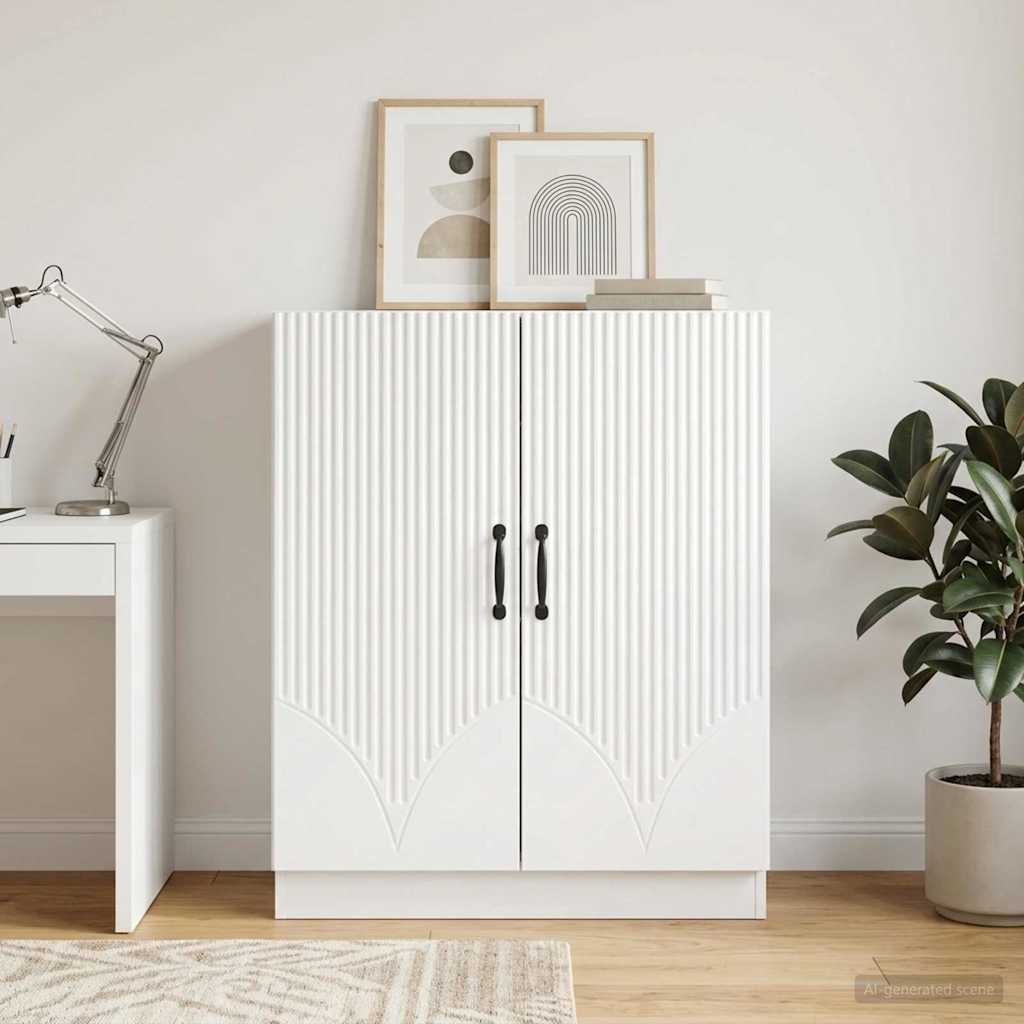 Dressoir Hoogglans Wit 66 x 34,5 x 87 cm Bewerkt hout is nu te koop bij PeponiXL, paradijselijk wonen!