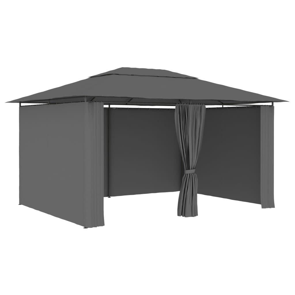 Tuinpaviljoen met gordijnen 4x3 m antraciet is nu te koop bij PeponiXL, paradijselijk wonen!