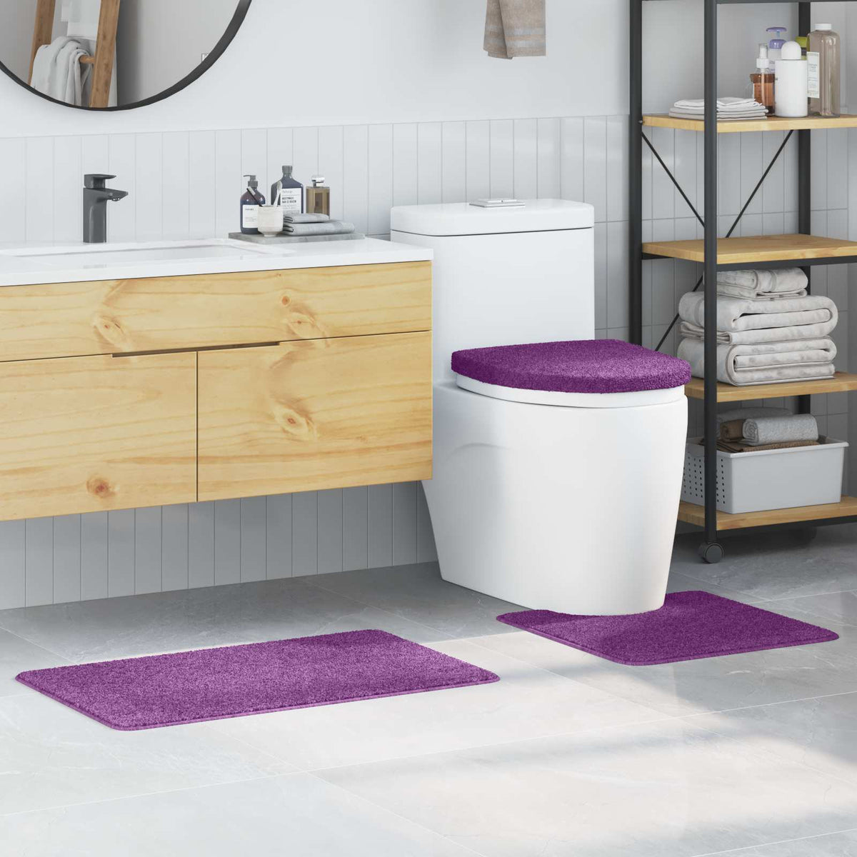 Antislip Badmat Set 3 pcs Paars PP is nu te koop bij PeponiXL, paradijselijk wonen!