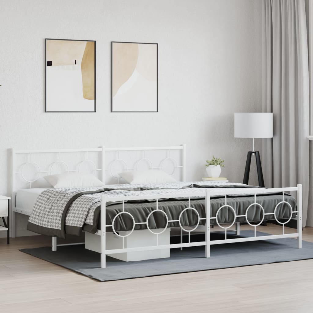 Bedframe met hoofd- en voeteneinde metaal wit 200x200 cm is nu te koop bij PeponiXL, paradijselijk wonen!