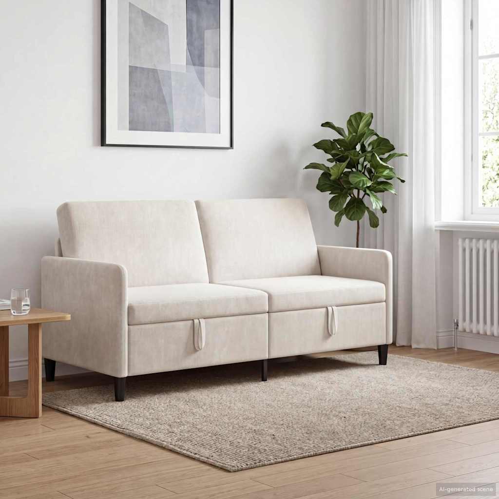 Bank met opslag Crèmekleurig 172 x 78 x 87 cm Polyester is nu te koop bij PeponiXL, paradijselijk wonen!