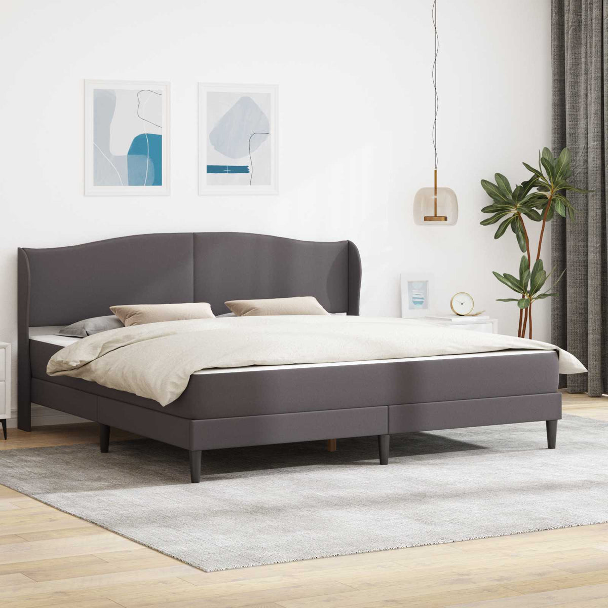 Bedframe met hoofdeinde Grijs 180 x 200 cm Kunstleer is nu te koop bij PeponiXL, paradijselijk wonen!