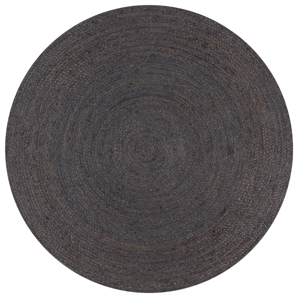 Vloerkleed handgemaakt rond 120 cm jute donkergrijs is nu te koop bij PeponiXL, paradijselijk wonen!