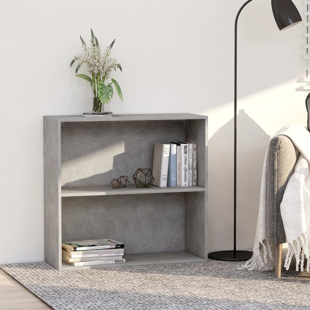 Boekenkast met 2 schappen 80x30x76,5 cm bewerkt hout betongrijs is nu te koop bij PeponiXL, paradijselijk wonen!