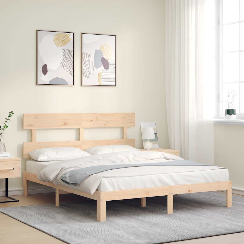 Bedframe met hoofdbord massief hout is nu te koop bij PeponiXL, paradijselijk wonen!
