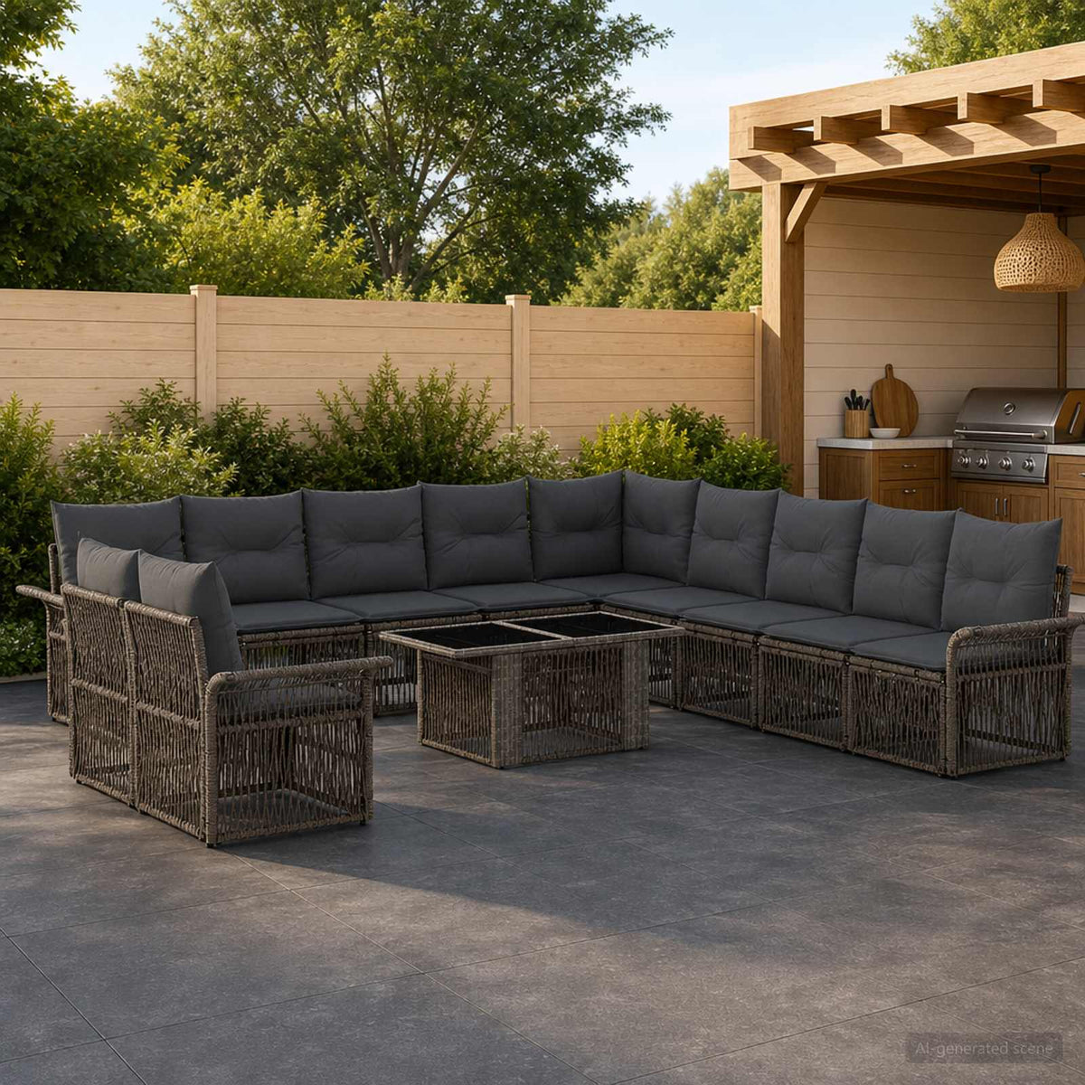 Tuinbankenset 12 st Grijs en Donkergrijs poly rattan is nu te koop bij PeponiXL, paradijselijk wonen!