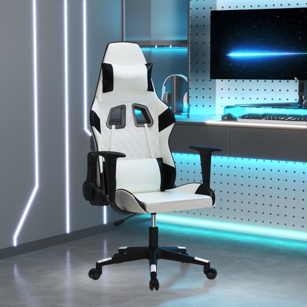Gamestoel kunstleer wit en zwart is nu te koop bij PeponiXL, paradijselijk wonen!
