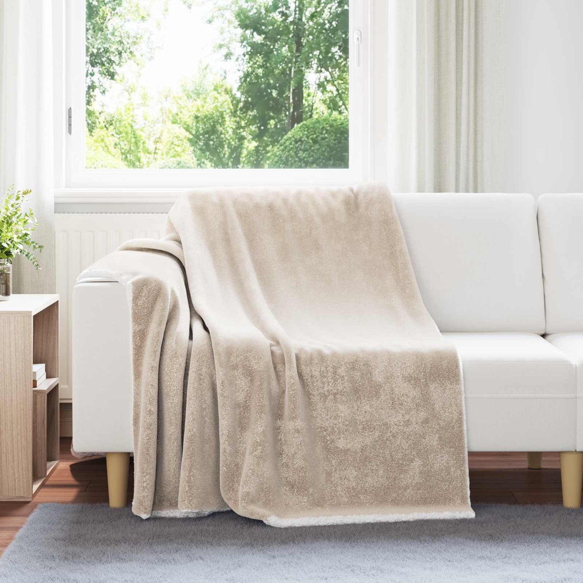Gooi Deken Beige 150 x 200 cm Fleece is nu te koop bij PeponiXL, paradijselijk wonen!
