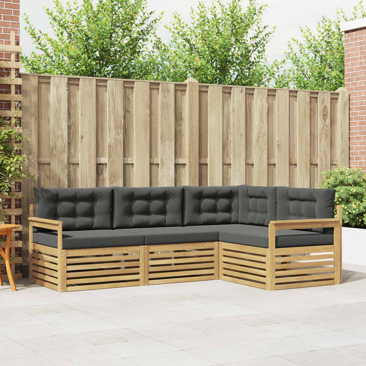 Buiten bankenset 5 pcs Wit en antracietkleurig Polyester is nu te koop bij PeponiXL, paradijselijk wonen!