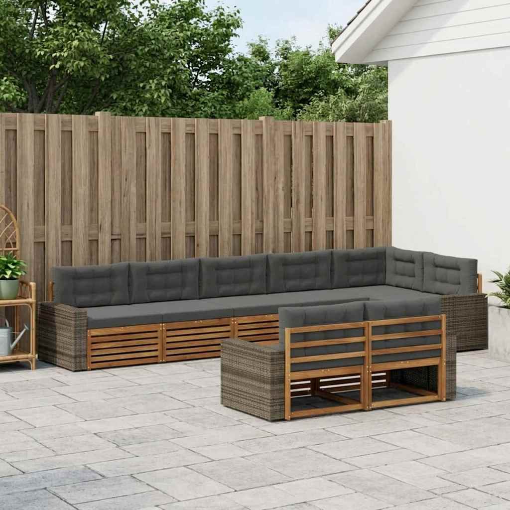 Buiten bankenset met kussen 8 pcs Natuurlijk en Antraciet is nu te koop bij PeponiXL, paradijselijk wonen!