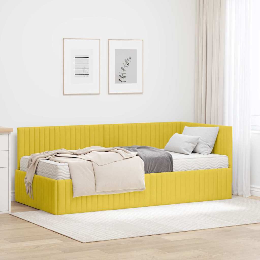 Hoekbedframe met Matras met hoofdeinde 2 pcs Geel Fluweel is nu te koop bij PeponiXL, paradijselijk wonen!