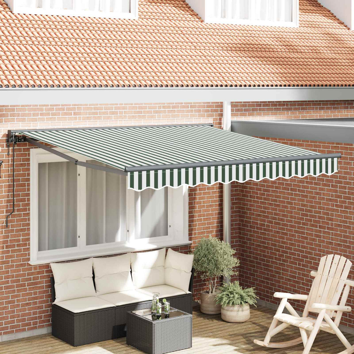 Zijde Frame Groen en Wit 350 x 250 cm Polyester met PU-coating is nu te koop bij PeponiXL, paradijselijk wonen!