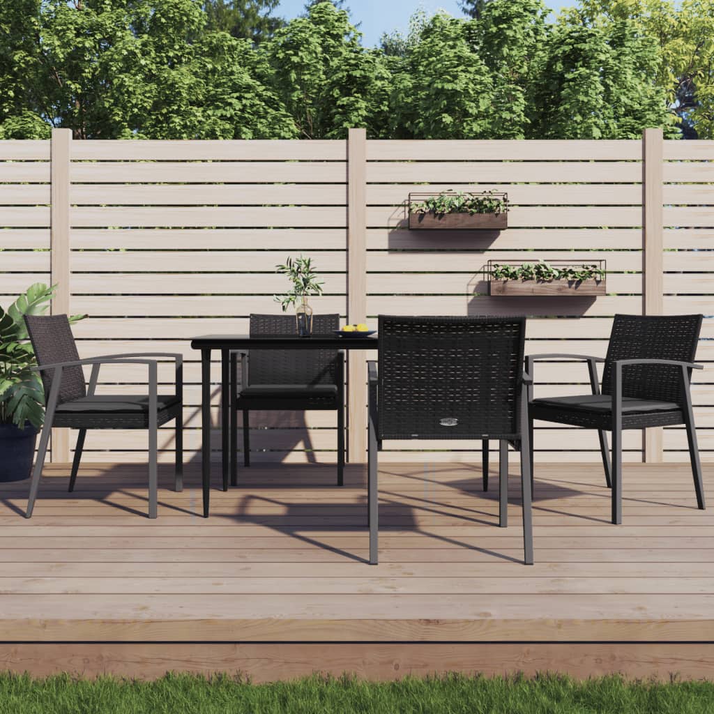 Tuinstoelen 4 st met kussens 56,5x57x83 cm poly rattan zwart is nu te koop bij PeponiXL, paradijselijk wonen!