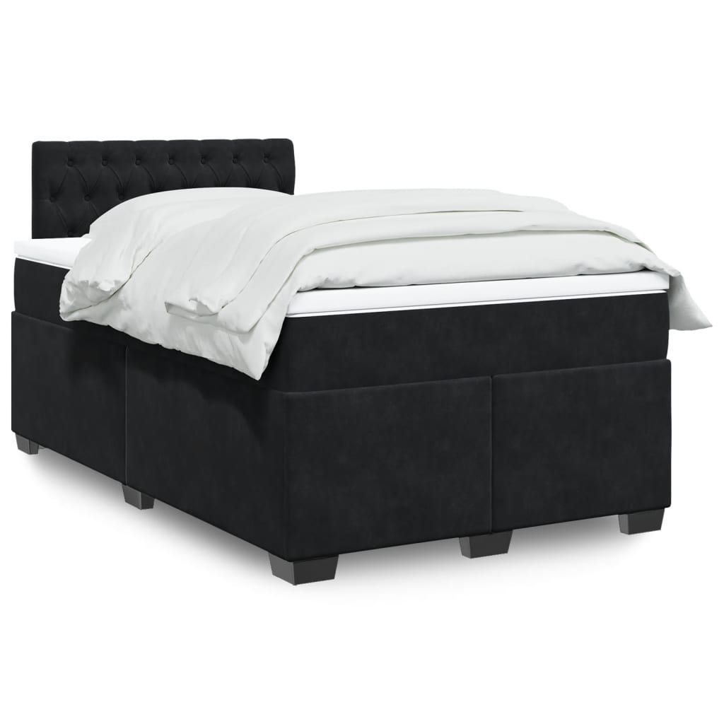 Boxspring met matras fluweel zwart 120x190 cm is nu te koop bij PeponiXL, paradijselijk wonen!