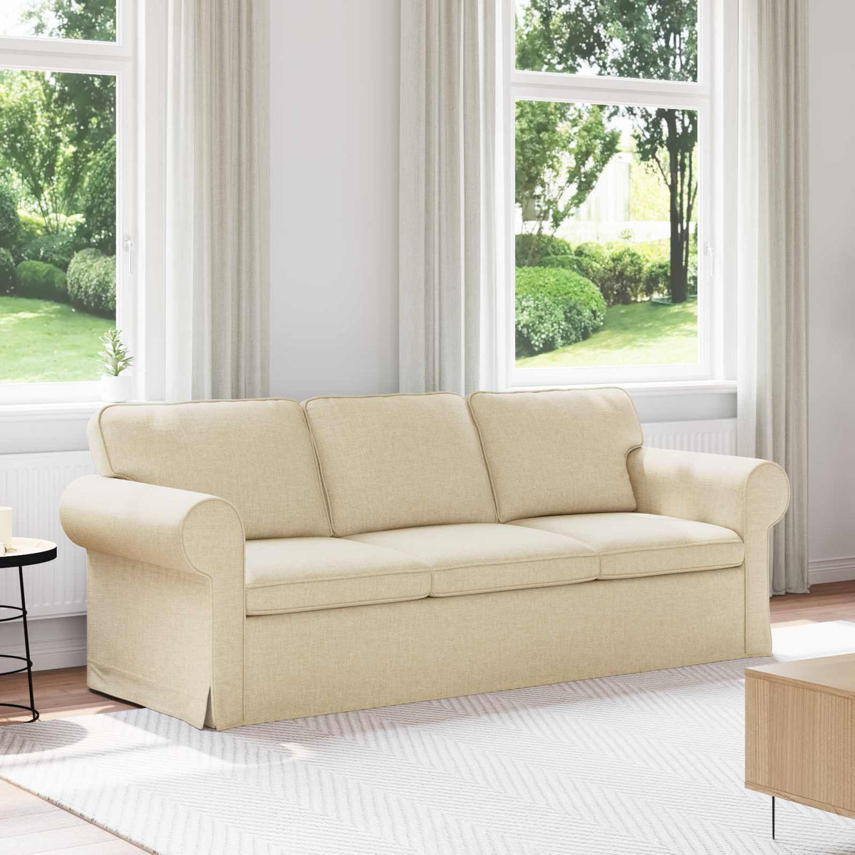 Bank Crème 215 x 82 x 80 cm Stof is nu te koop bij PeponiXL, paradijselijk wonen!