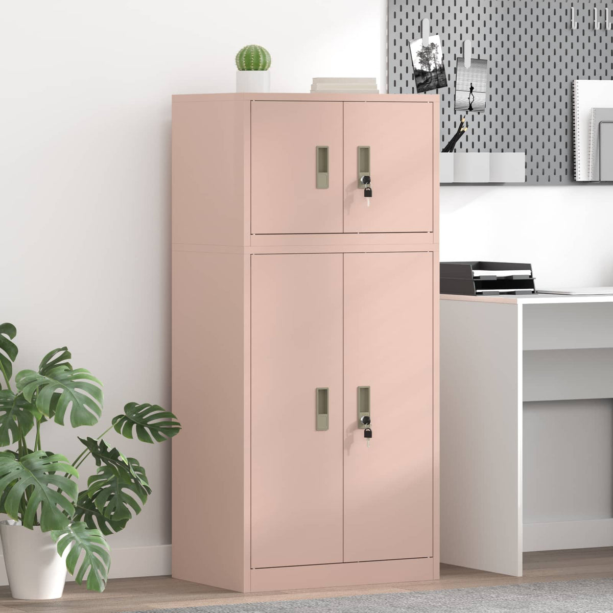Opbergkast 2 st Roze 60 x 40 x 130 cm Staal Vergrendelbaar is nu te koop bij PeponiXL, paradijselijk wonen!