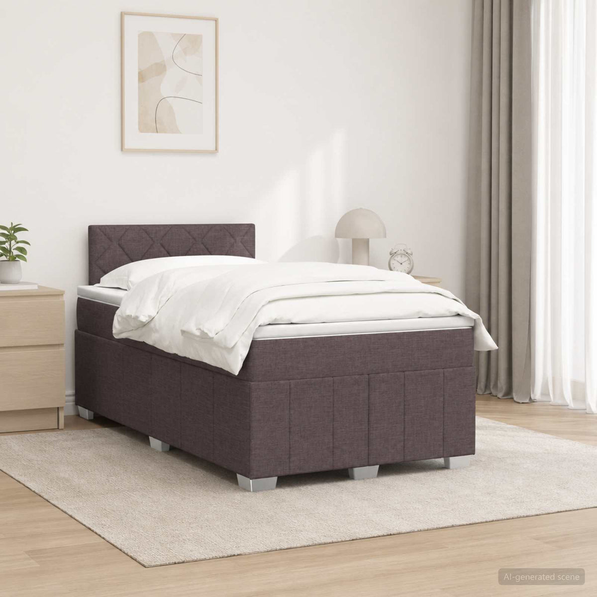 Boxspringbed met matras Donkerbruin 120 x 200 cm Stof is nu te koop bij PeponiXL, paradijselijk wonen!