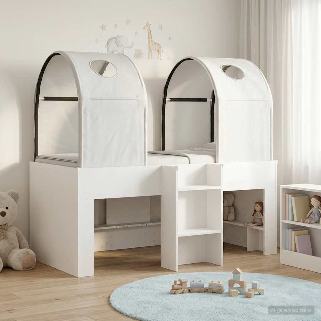 Bed met Tunnel 3 st Wit Bewerkt hout is nu te koop bij PeponiXL, paradijselijk wonen!