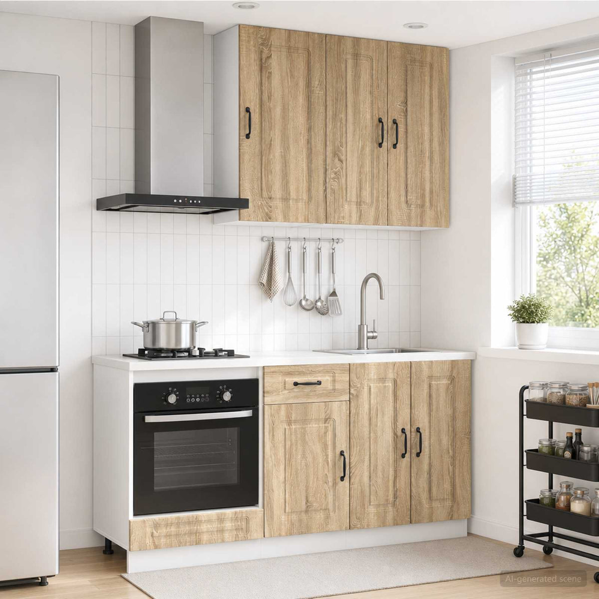 Keukenblok KALMAR 5 pcs Sonoma Eiken Bewerkt hout is nu te koop bij PeponiXL, paradijselijk wonen!
