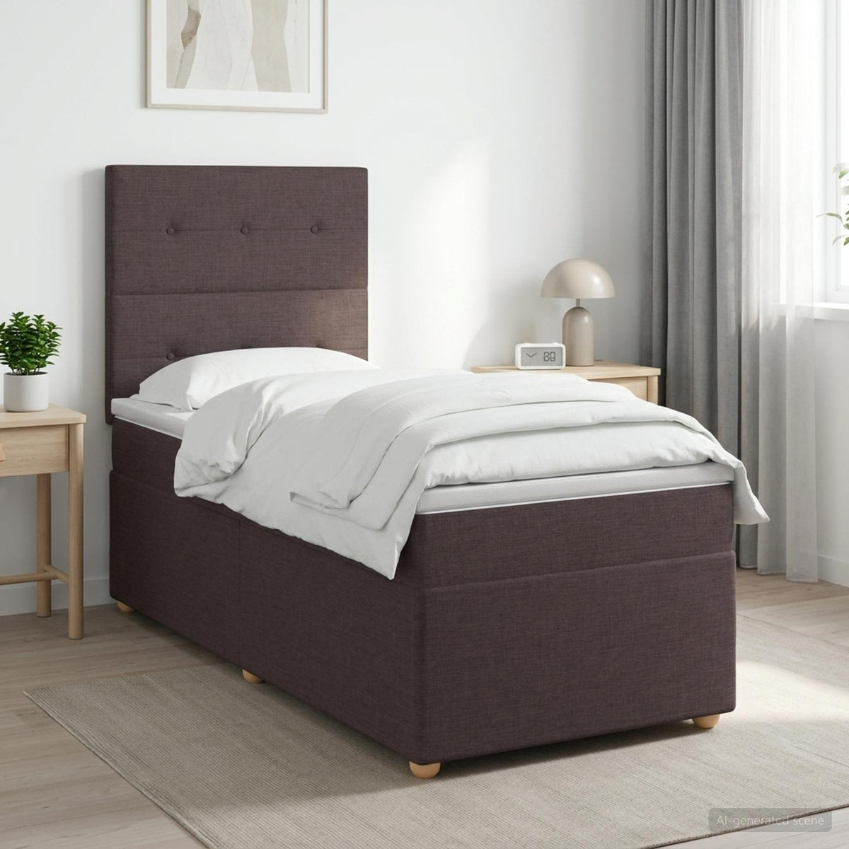 Boxspringbed met matras Donkerbruin 80 x 200 cm Stof is nu te koop bij PeponiXL, paradijselijk wonen!