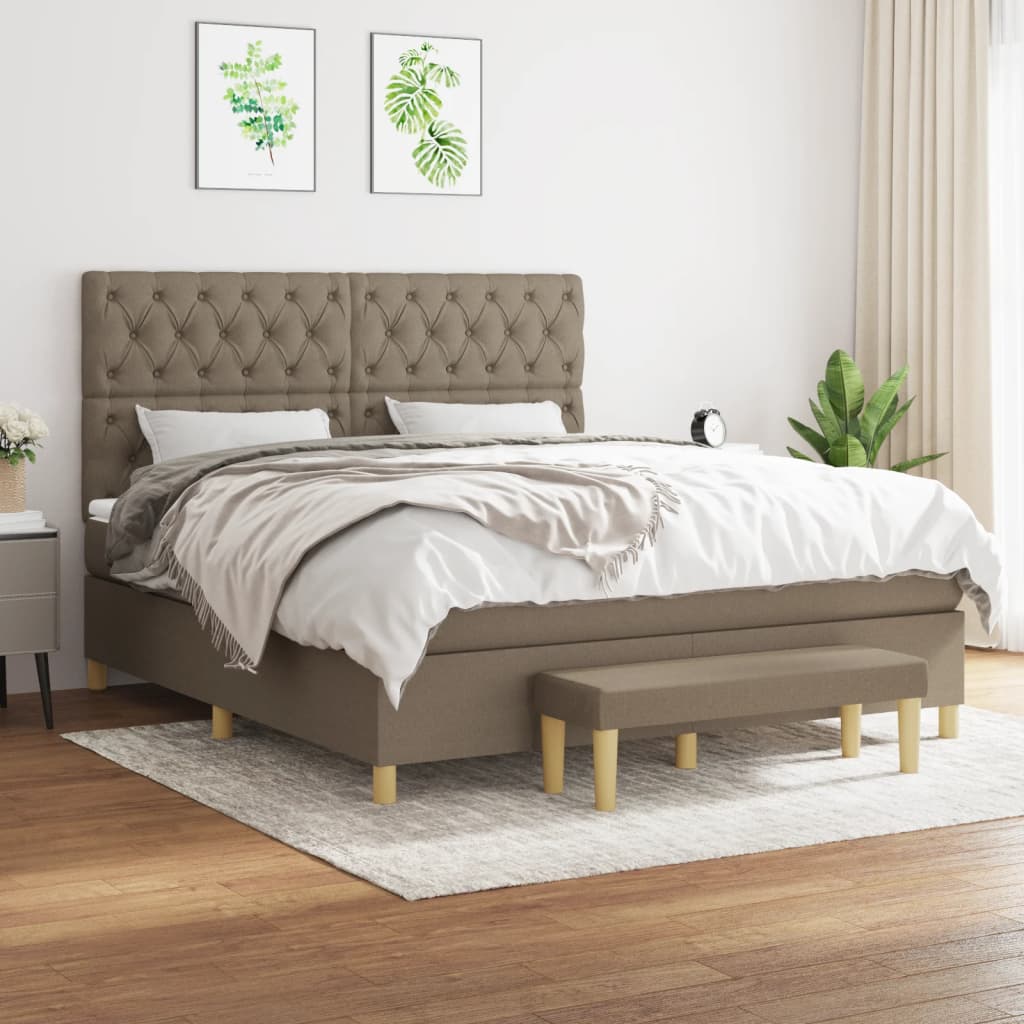 Boxspring met matras stof taupe 160x200 cm is nu te koop bij PeponiXL, paradijselijk wonen!