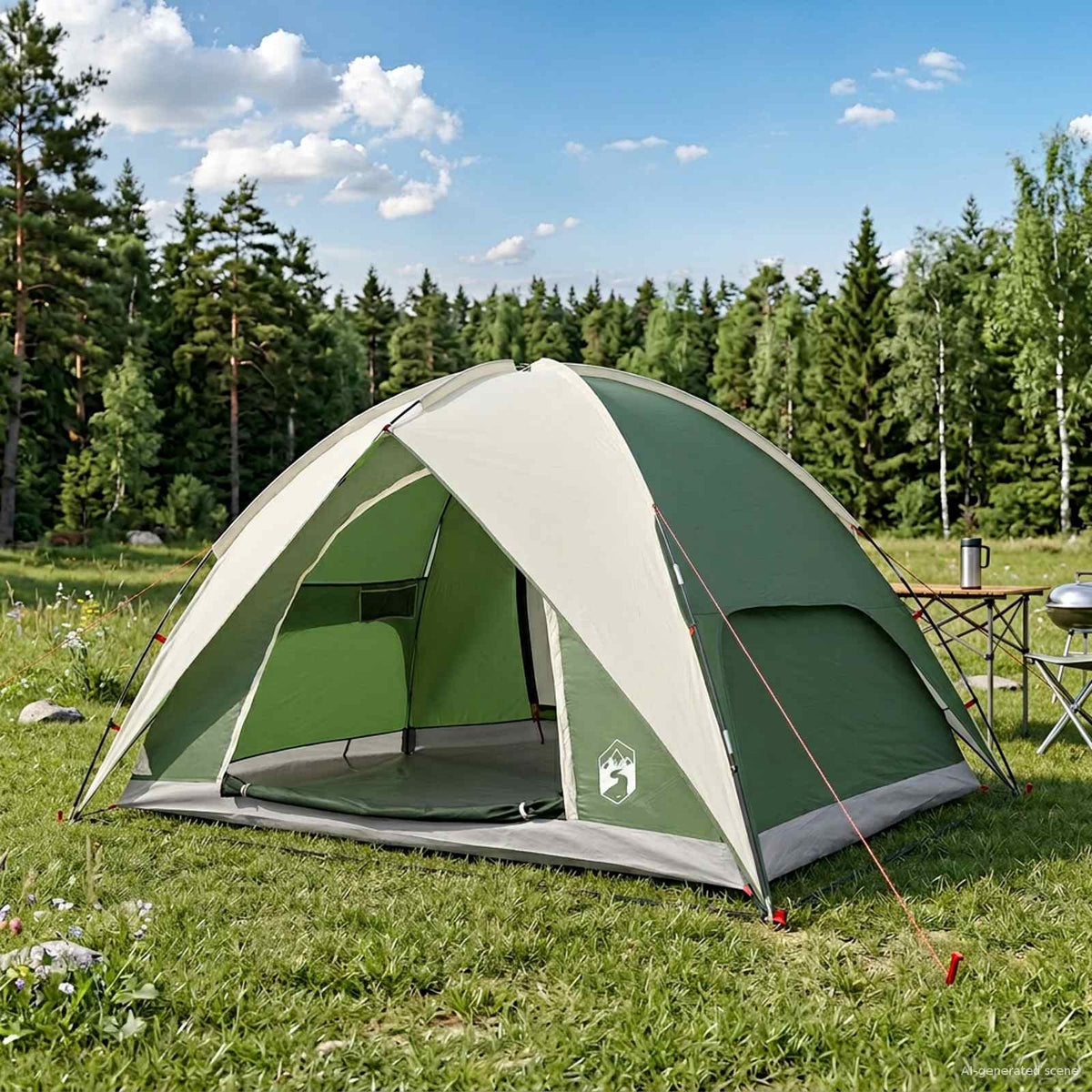 Camping Tent met Regenhoes Waterdicht Koepel Groen 4-persoons is nu te koop bij PeponiXL, paradijselijk wonen!