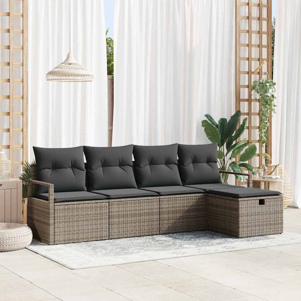 Bankstel met kussen met opslag Grijs poly rattan is nu te koop bij PeponiXL, paradijselijk wonen!