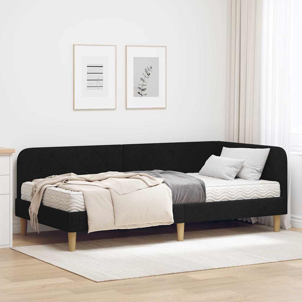 Hoekbedframe Zwart 90 x 190 cm Stof is nu te koop bij PeponiXL, paradijselijk wonen!