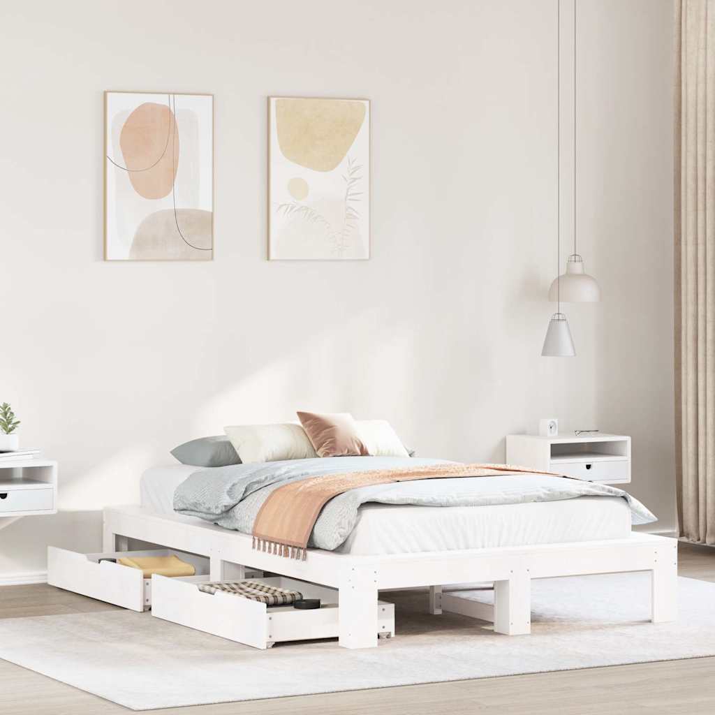 Bedframe zonder matras massief grenenhout wit 120x200 cm is nu te koop bij PeponiXL, paradijselijk wonen!