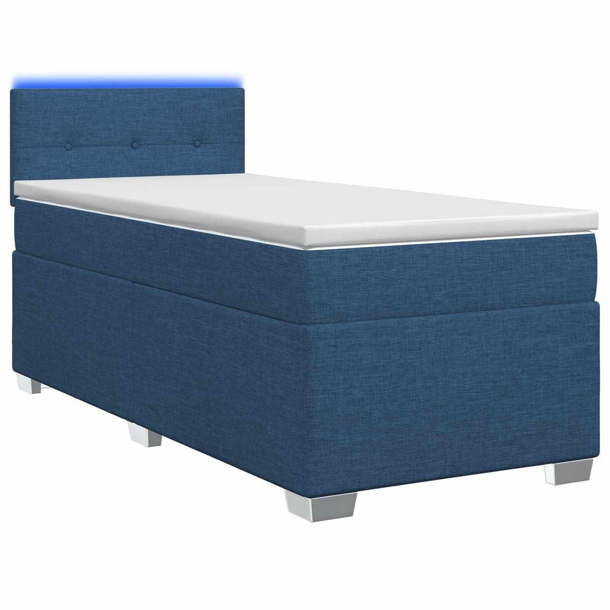 Boxspring Bed met Matras en LED Blauw 90 x 190 cm Stof is nu te koop bij PeponiXL, paradijselijk wonen!
