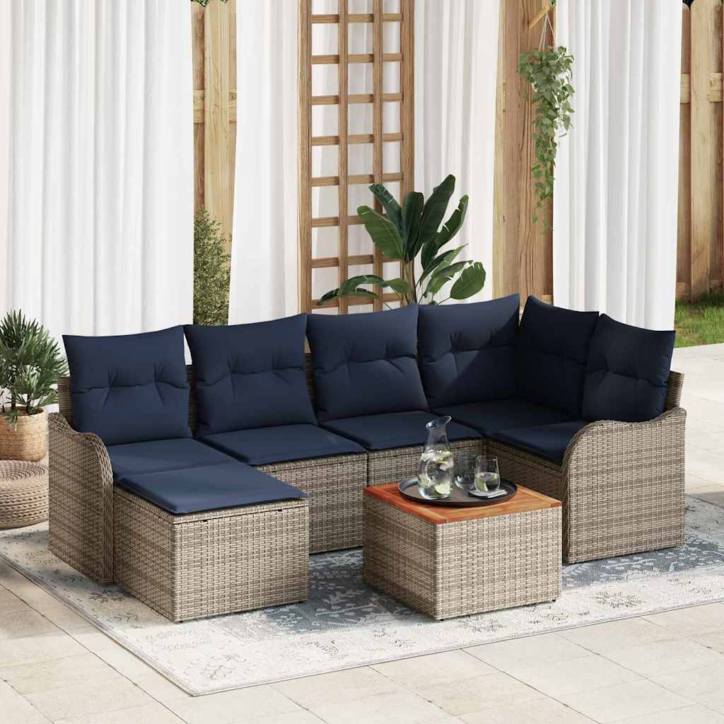 Tuinbankenset 7 st Grijs poly rattan is nu te koop bij PeponiXL, paradijselijk wonen!