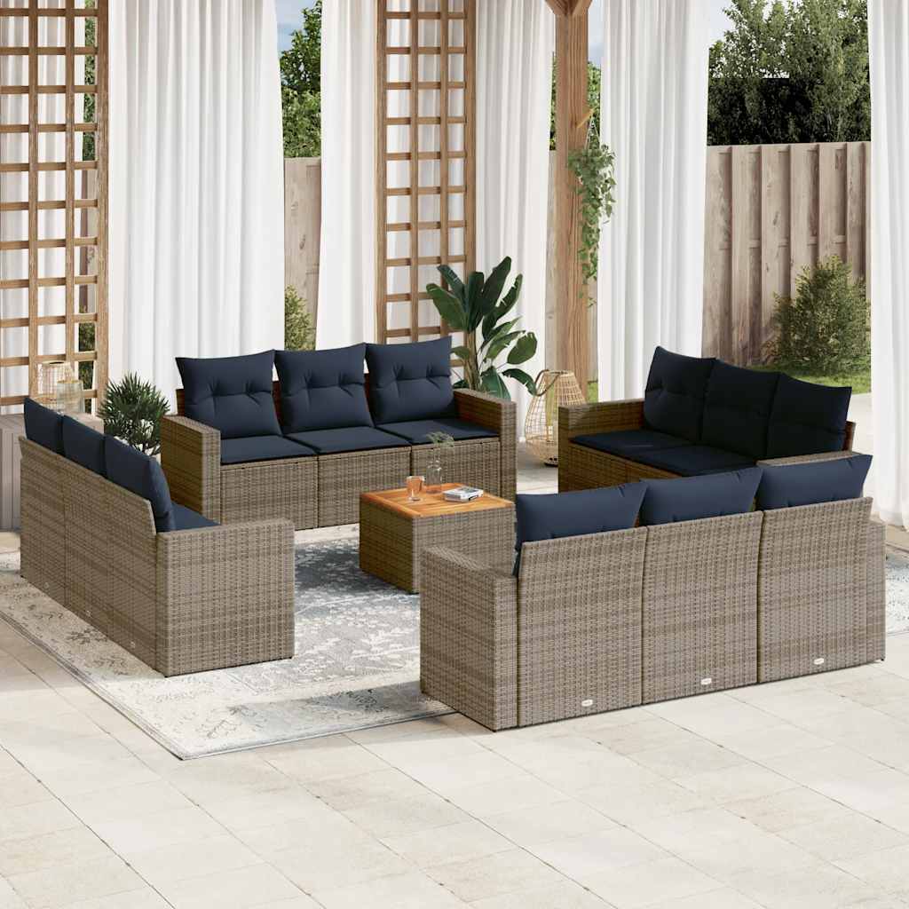 13-delige Loungeset met kussens poly rattan grijs is nu te koop bij PeponiXL, paradijselijk wonen!